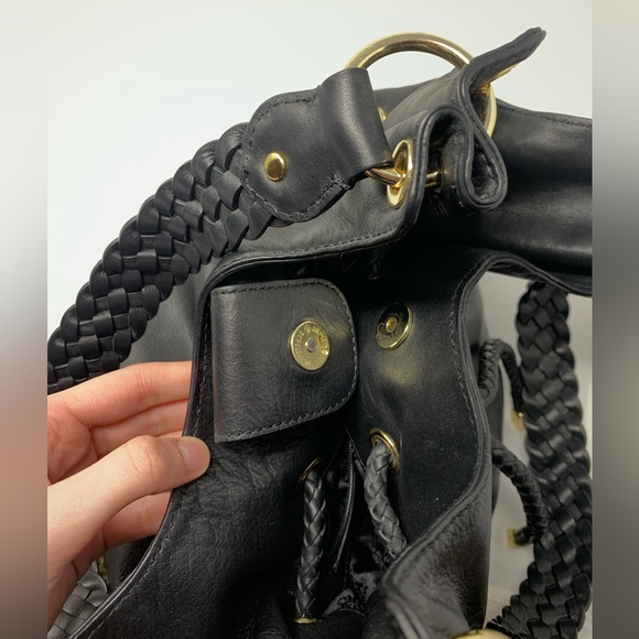 Michael Kors Black Leather Bucket Bag with Drawstring - Picture 9 of 13